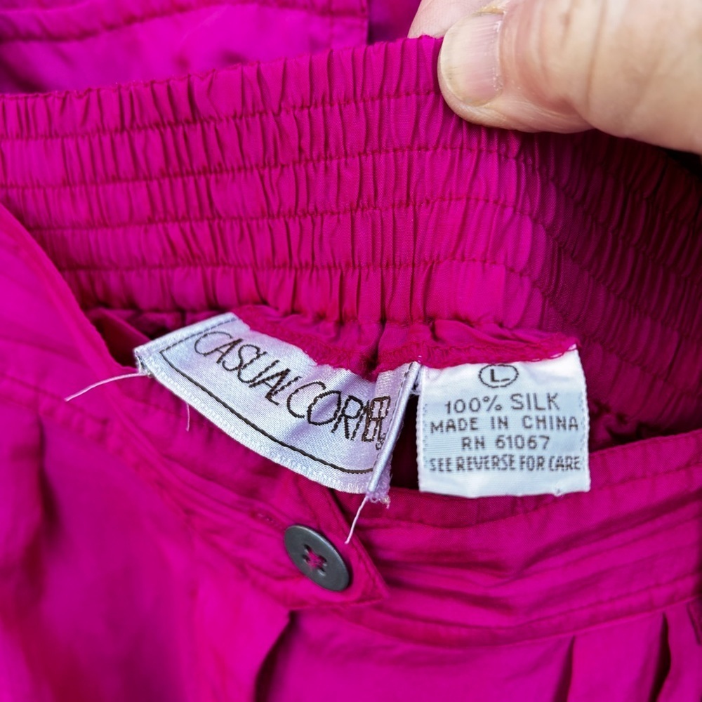 Casual Corner Fuchsia 100% Silk Blouse and Parachute Pants. Vintage 80’s size L - Picture 10 of 14